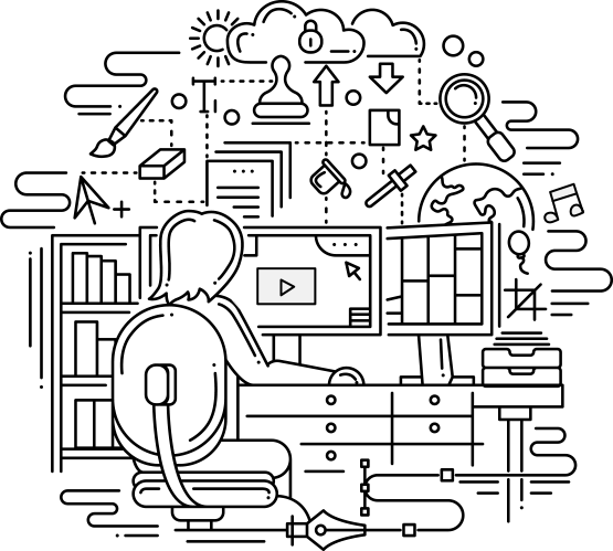 illustratief ontwerp over het verkennen op een computer
